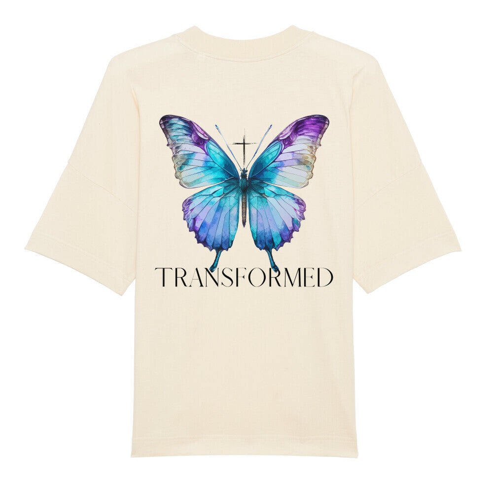 Oversized T-Shirt "TRANSFORMED" FRONT/back side Beige STYL-NOW