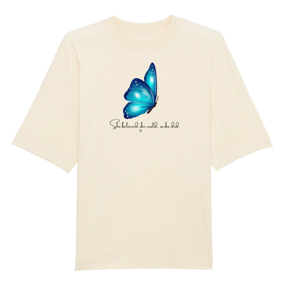 Oversized T-Shirt "SHE DID" Beige STYL-NOW