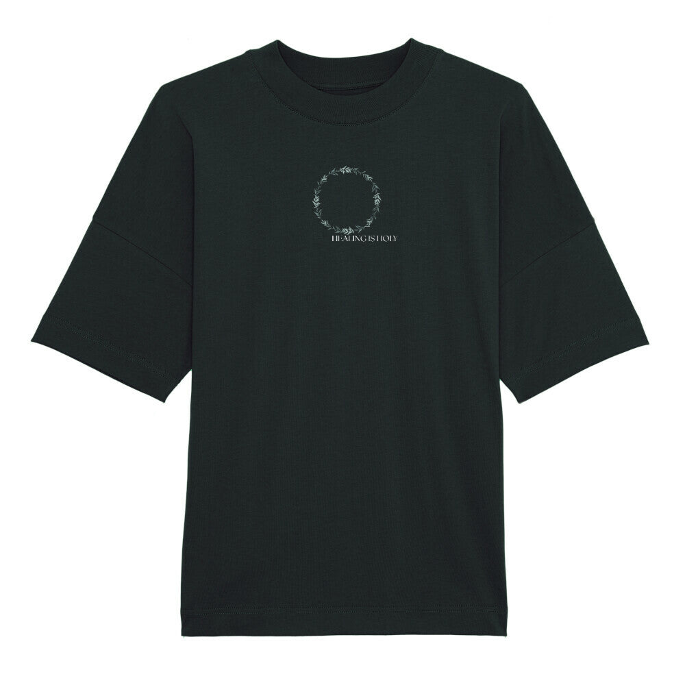 Oversized T-Shirt "HEALING IS HOLY" Schwarz STYL-NOW