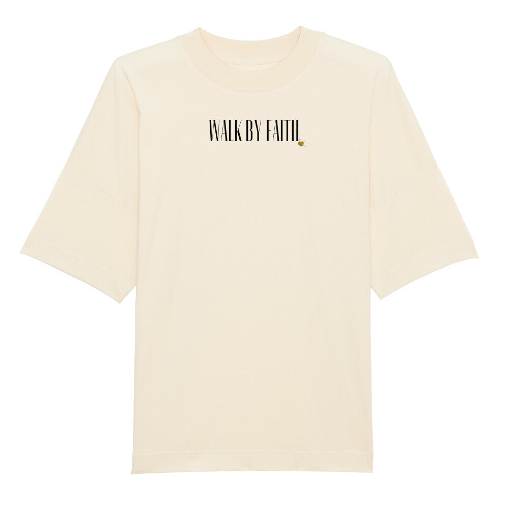 Oversized T-Shirt "WALK BY FAITH" Beige STYL-NOW