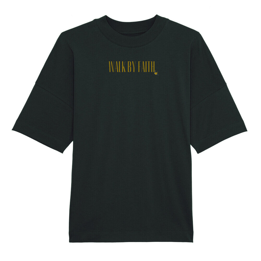 Oversized T-Shirt "WALK BY FAITH" Schwarz STYL-NOW