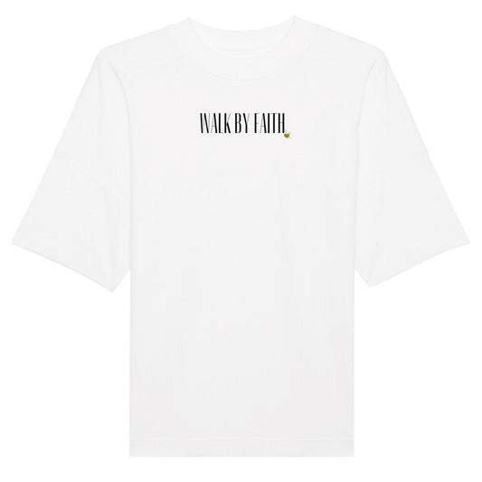 Oversized T-Shirt "WALK BY FAITH" Weiß STYL-NOW