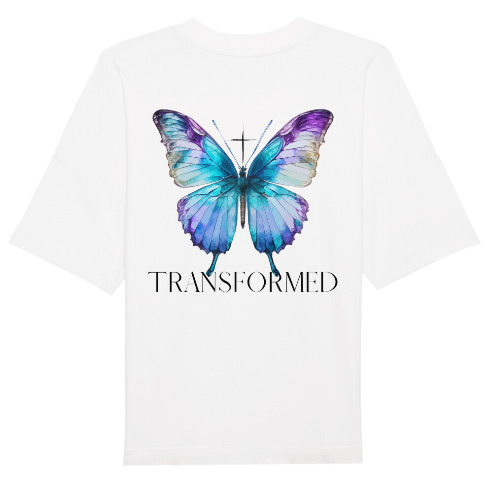 Oversized T-Shirt "TRANSFORMED" FRONT/back side Weiß STYL-NOW