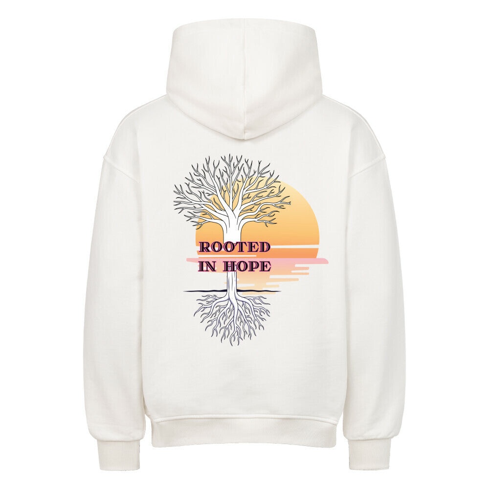 Oversized Hoodie "ROOTED IN HOPE" Backprint Weiß STYL-NOW