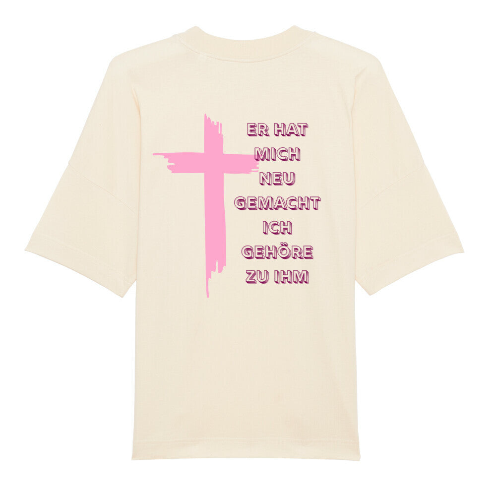 Oversized T-Shirt "ICH GEHÖRE ZU IHM" – Premium Organic Backprint Beige STYL-NOW