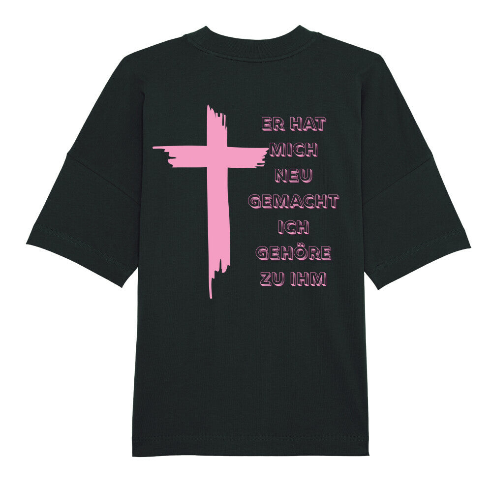 Oversized T-Shirt "ICH GEHÖRE ZU IHM" – Premium Organic Backprint Schwarz STYL-NOW