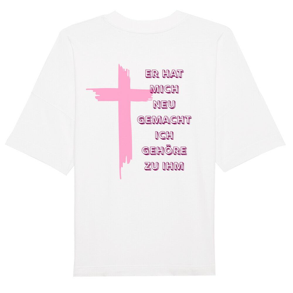 Oversized T-Shirt "ICH GEHÖRE ZU IHM" – Premium Organic Backprint Weiß STYL-NOW