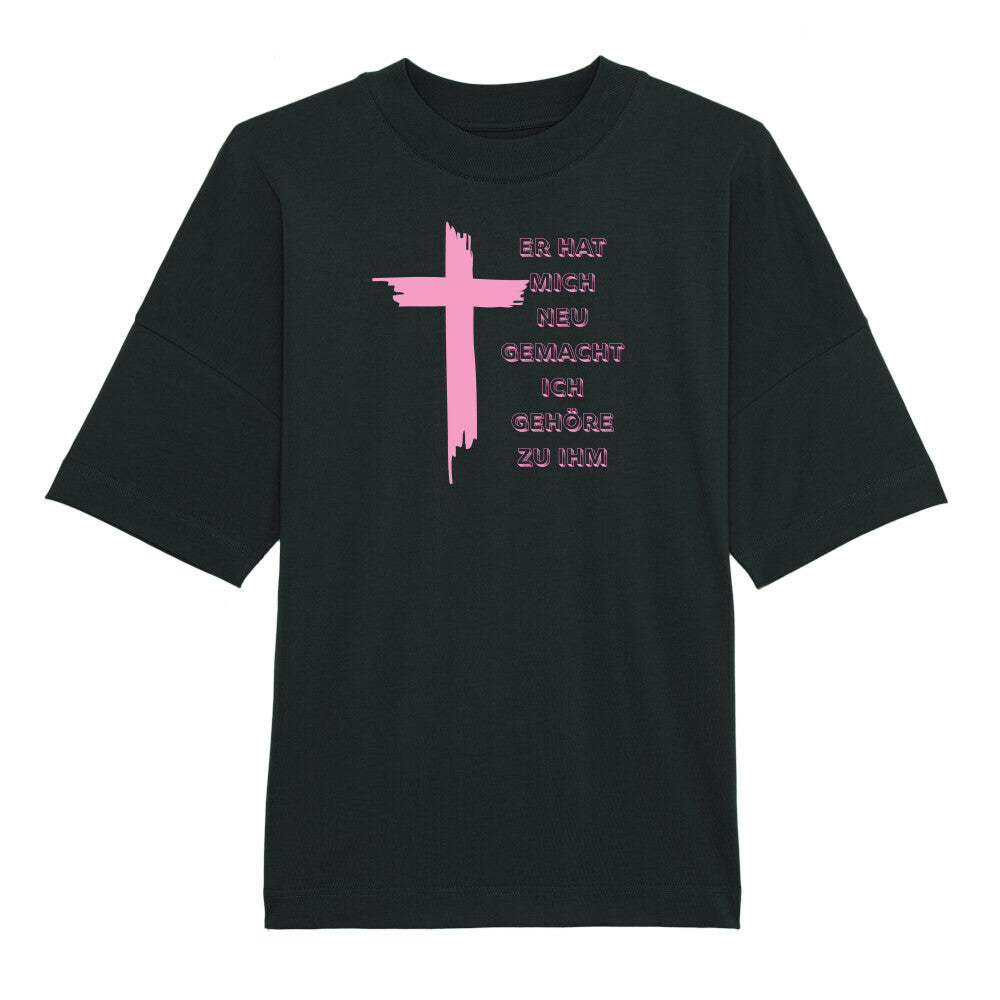 Oversized T-Shirt "ICH GEHÖRE ZU IHM" – Premium Organic Schwarz STYL-NOW
