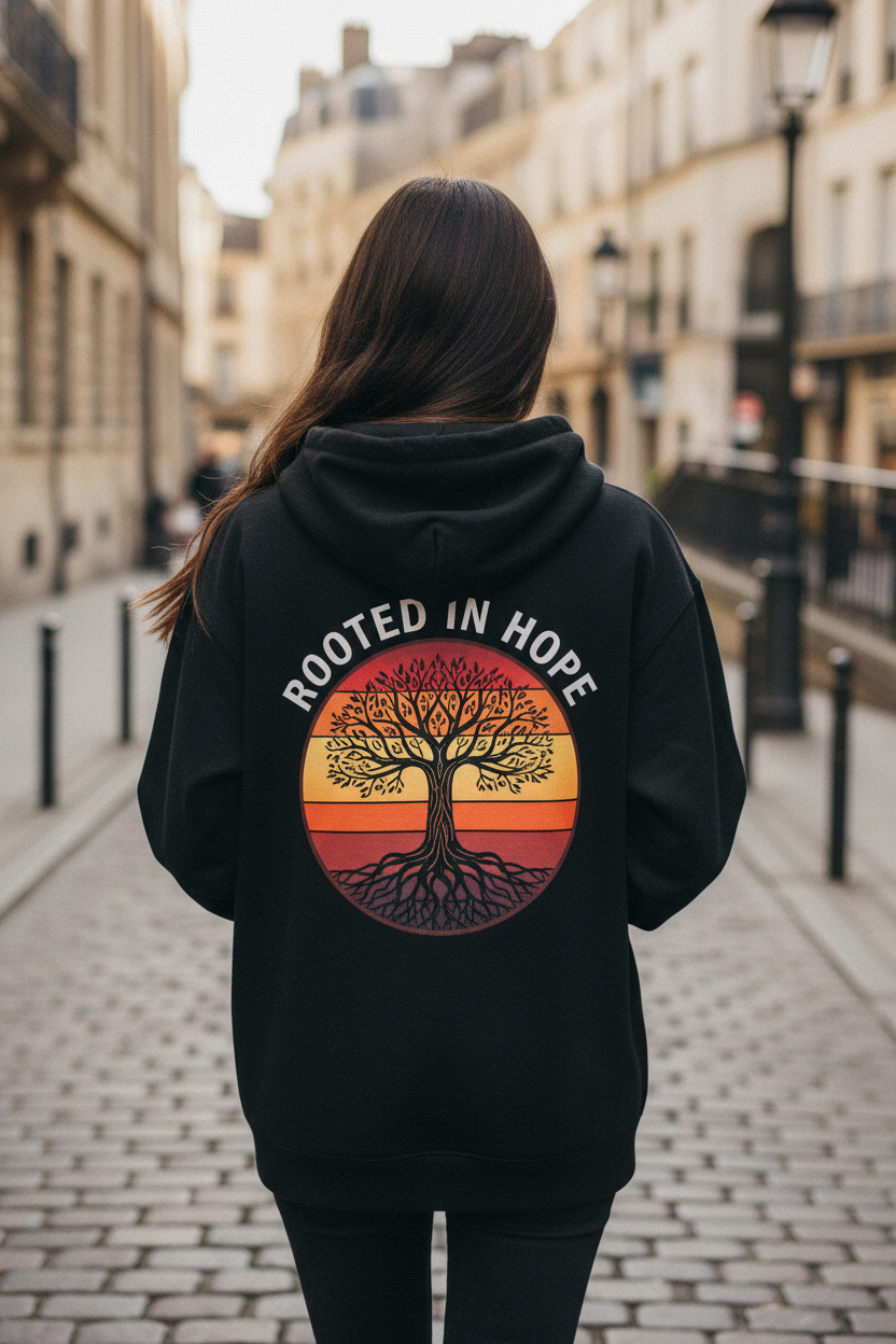 Oversized Hoodie "ROOTED IN HOPE" Backprint STYL-NOW