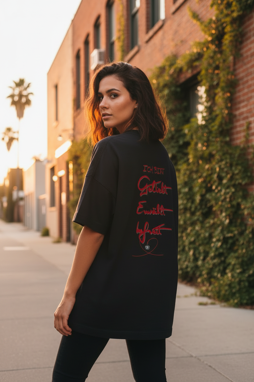 ICH BIN Oversized T-Shirt Backprint – 100% Bio-Baumwolle | STYL-NOW STYL-NOW