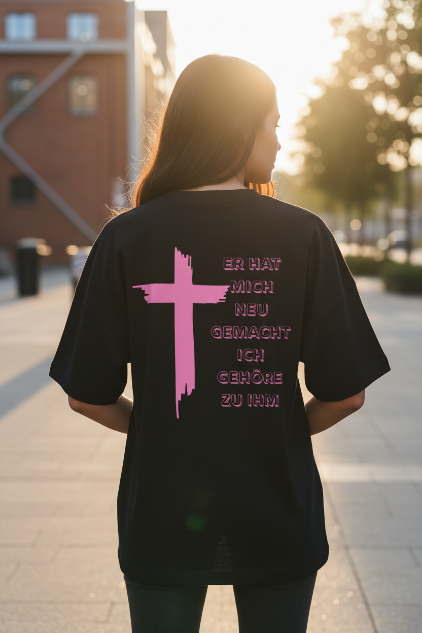 Oversized T-Shirt "ICH GEHÖRE ZU IHM" – Premium Organic Backprint STYL-NOW