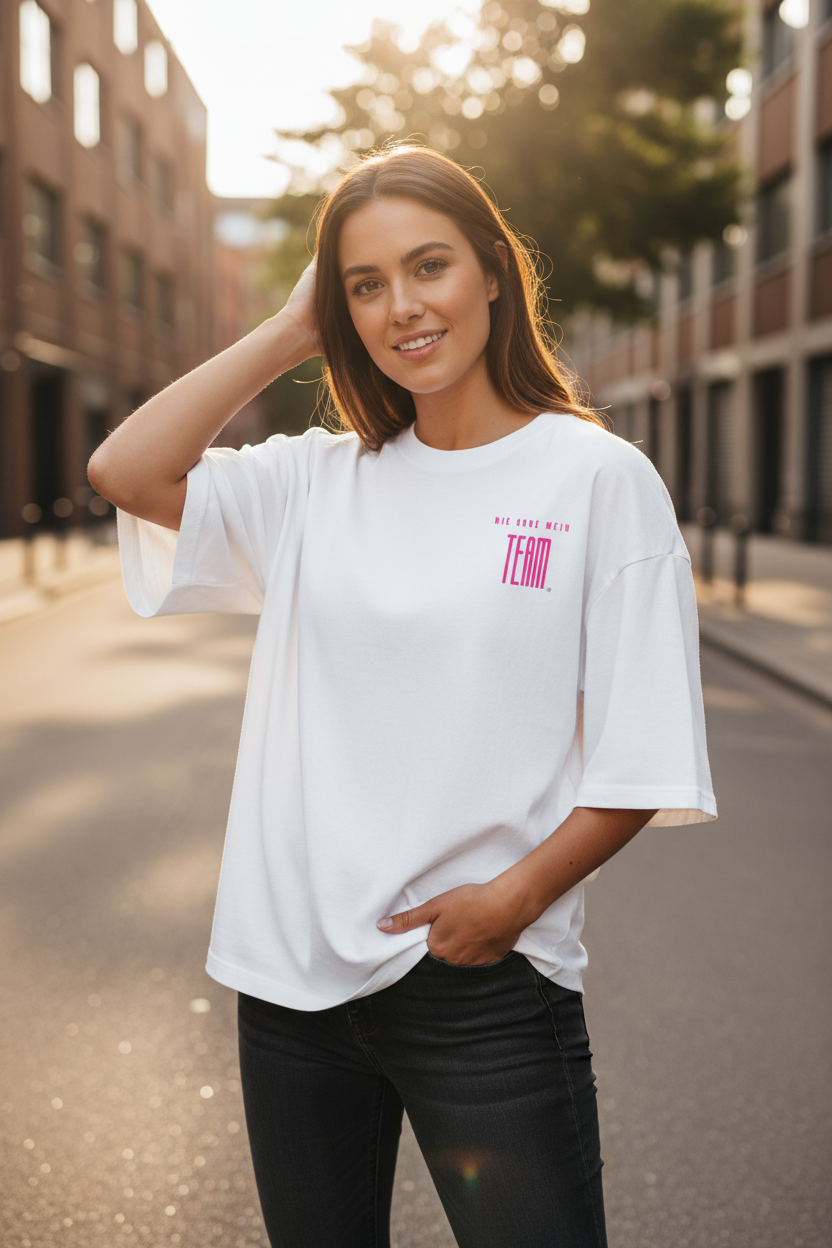 Oversized T-Shirt "NIE OHNE MEIN TEAM" STYL-NOW