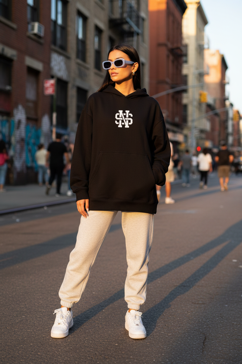 Ongebruikelijke oversized hoodie "STYL NOW"