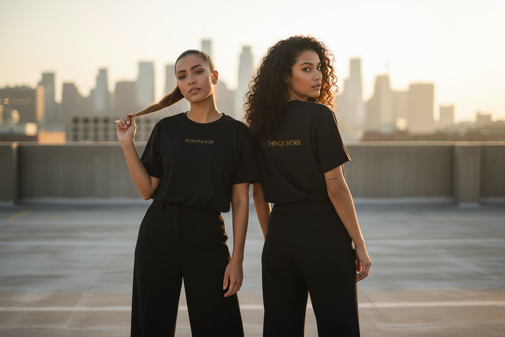 Oversized T-Shirt "ROM 8:28" front & back