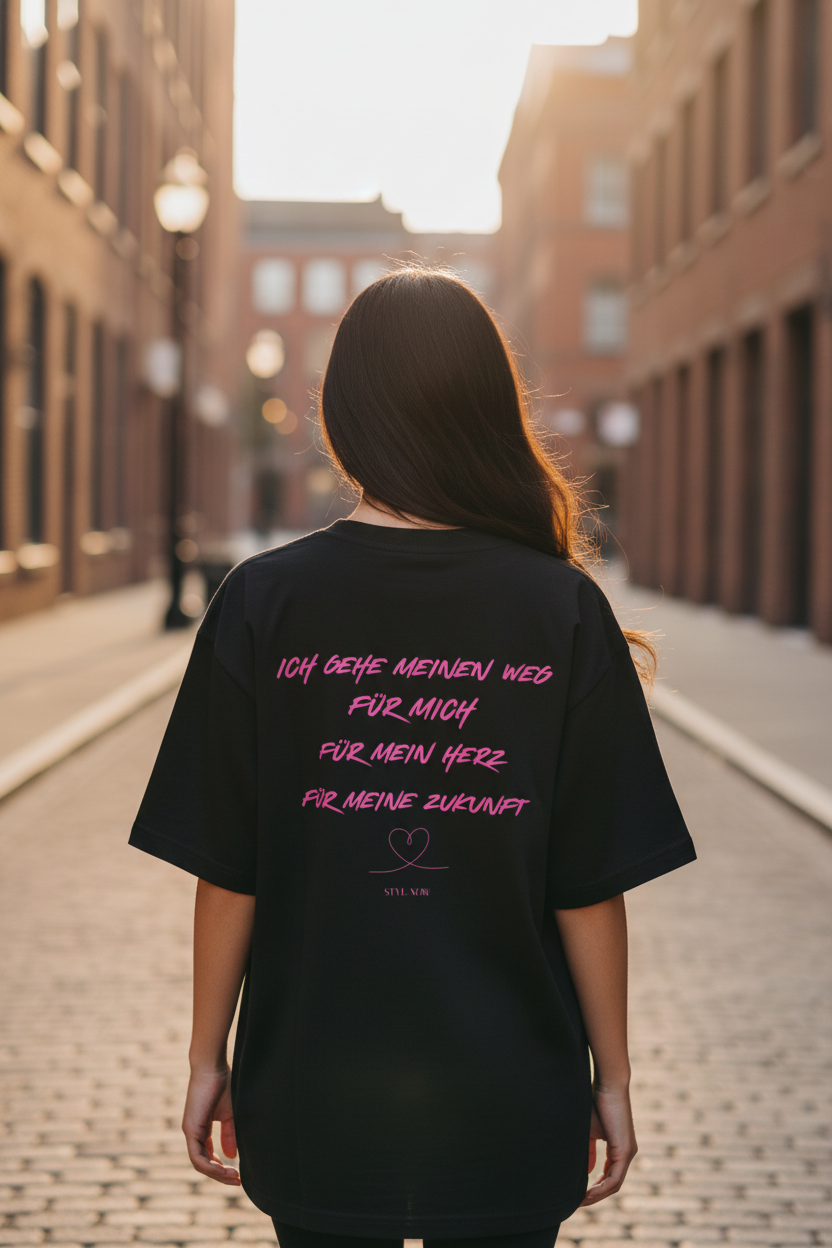Oversized T-Shirt "MEIN WEG" Backprint – Premium Organic STYL-NOW