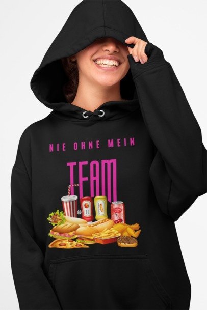 Ausgefallener Hoodie "NIE OHNE MEIN TEAM" - STYL-NOW