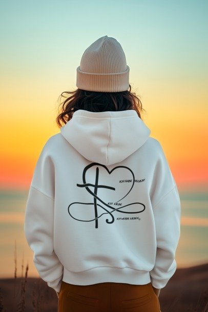 Ausgefallener Oversized Hoodie UNENDLICHE LIEBE Backprint