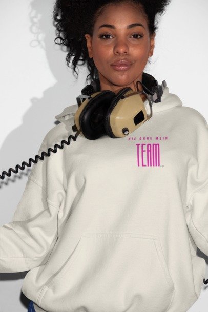 Ausgefallener Oversized Hoodie "NIE OHNE MEINTEAM"             AKTIV - STYL-NOW