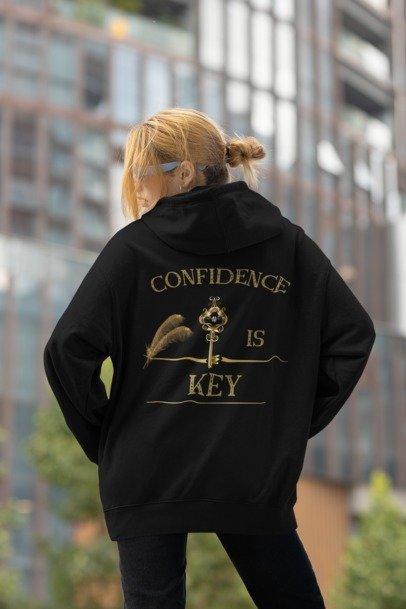 Ausgefallener Oversized Hoodie "CONFIDENCE.." BACKPRINT