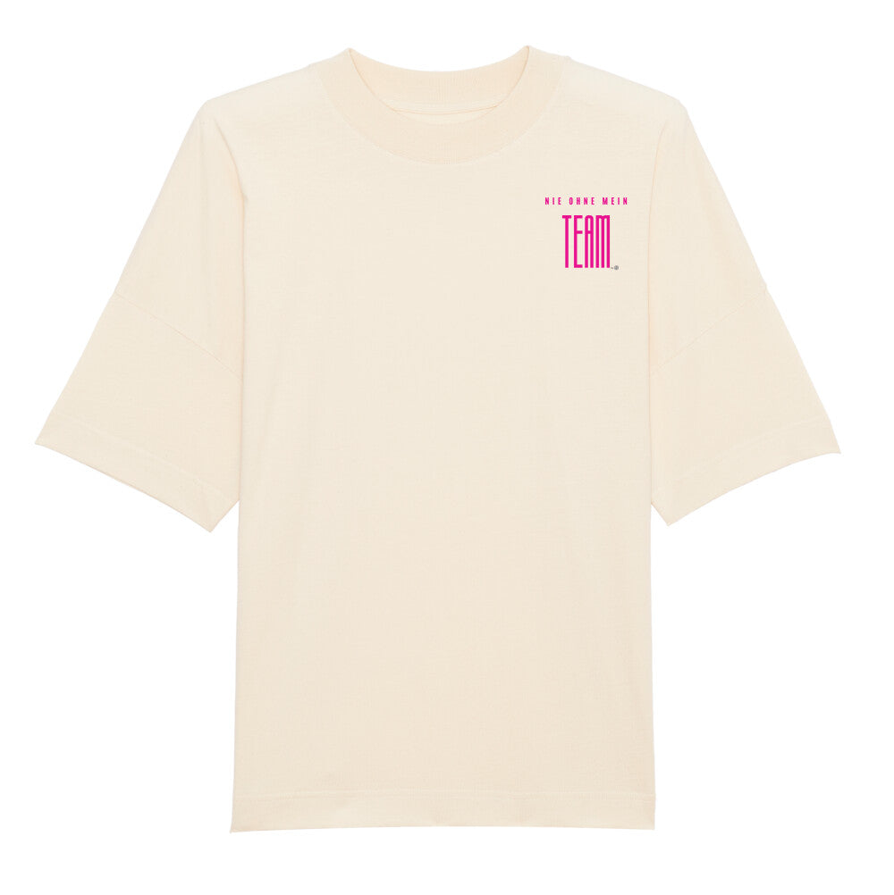 Oversized T-Shirt "NIE OHNE MEIN TEAM" Beige STYL-NOW