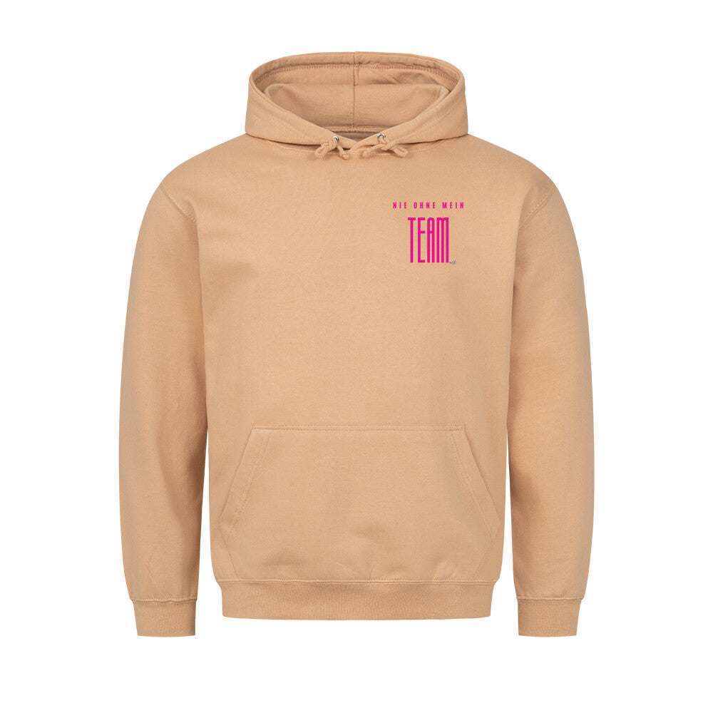 Hoodie "NIE OHNE MEIN TEAM" XL Caramel Toffee STYL-NOW