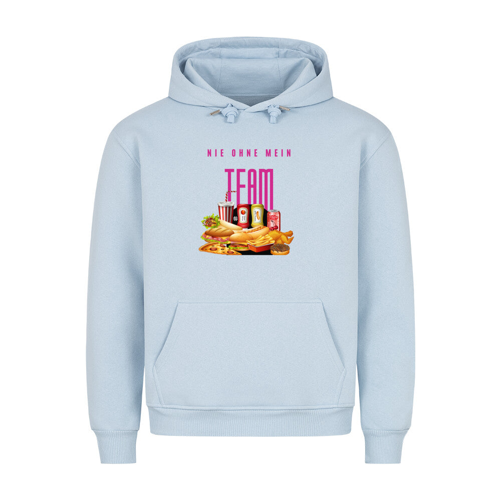 Hoodie "NIE OHNE MEIN TEAM" Babyblau STYL-NOW